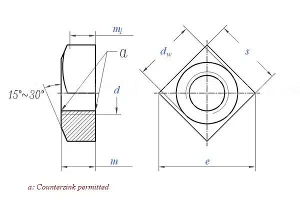 Stainless Steel Square Nut Din 557